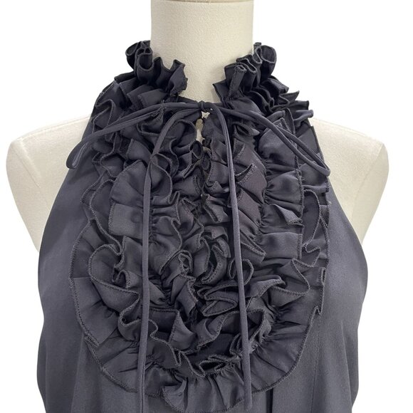 Zara Woman Black Ruffle Halter Shift Dress Size Small Elegant Minimalist Chic - Picture 7 of 9